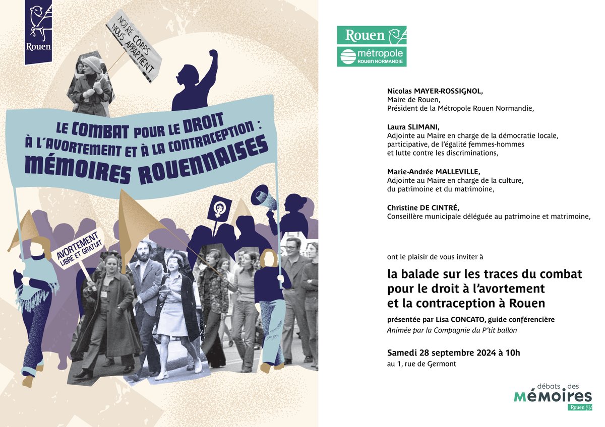 Pour les rouennais-es, ce week-end, une balade sur les traces du combat pour le droit à l'avortement libre et gratuit animée par une guide conférencière.