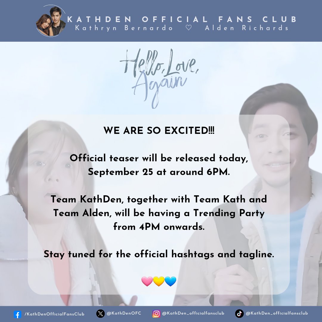 KathDenOFC's tweet photo. Are you ready? 🤩

We're boarding soon.  🛅🤭

@aldenrichards02 
@bernardokath 

#HelloLoveAgain #KathDen https://t.co/BnpMpHcEZW