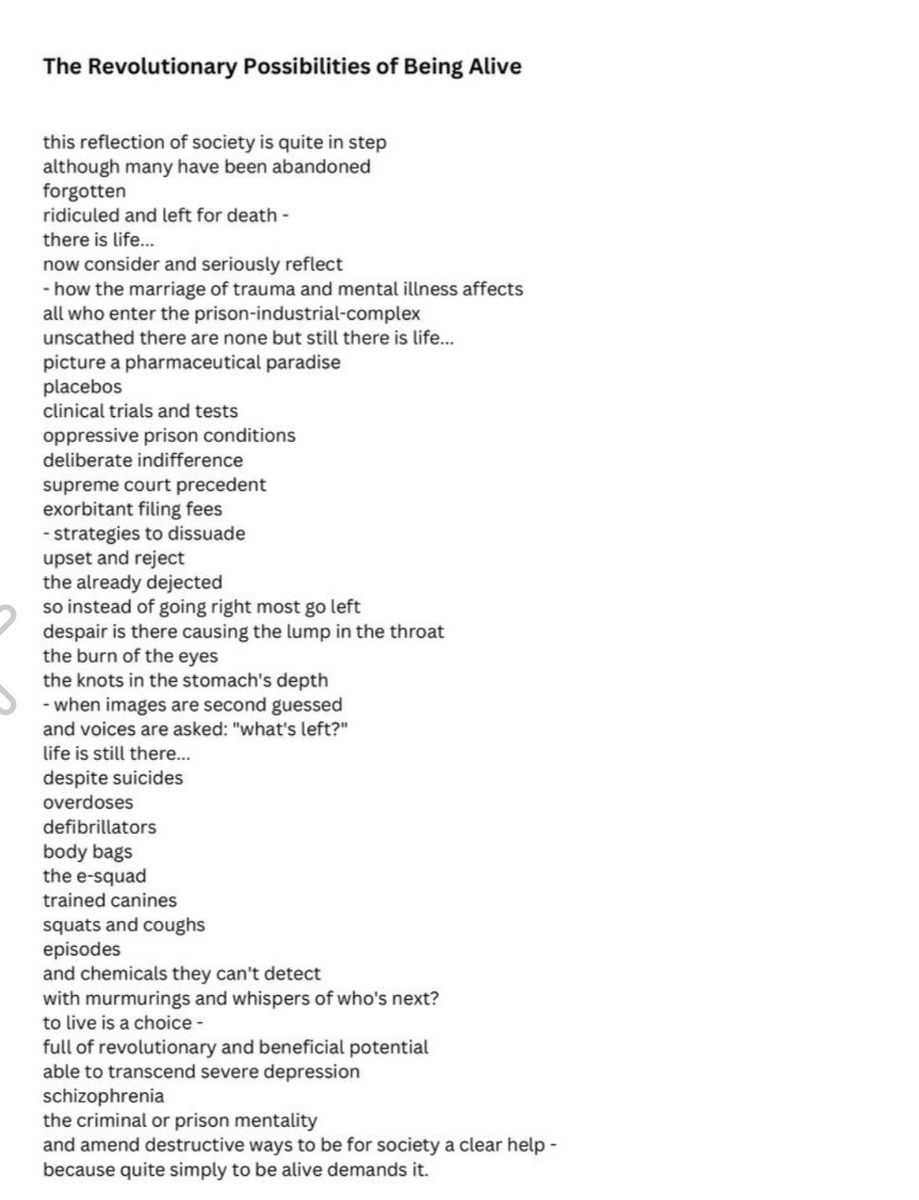 BeatriceLecle19's tweet photo. The Revolutionary Possibilities of Being Alive,
A poem by Khaliifah Ibn Rayford Daniels (Marcellus Williams)
#Alt4You #AlwaysAddAlt https://t.co/wpFQgXF5F2