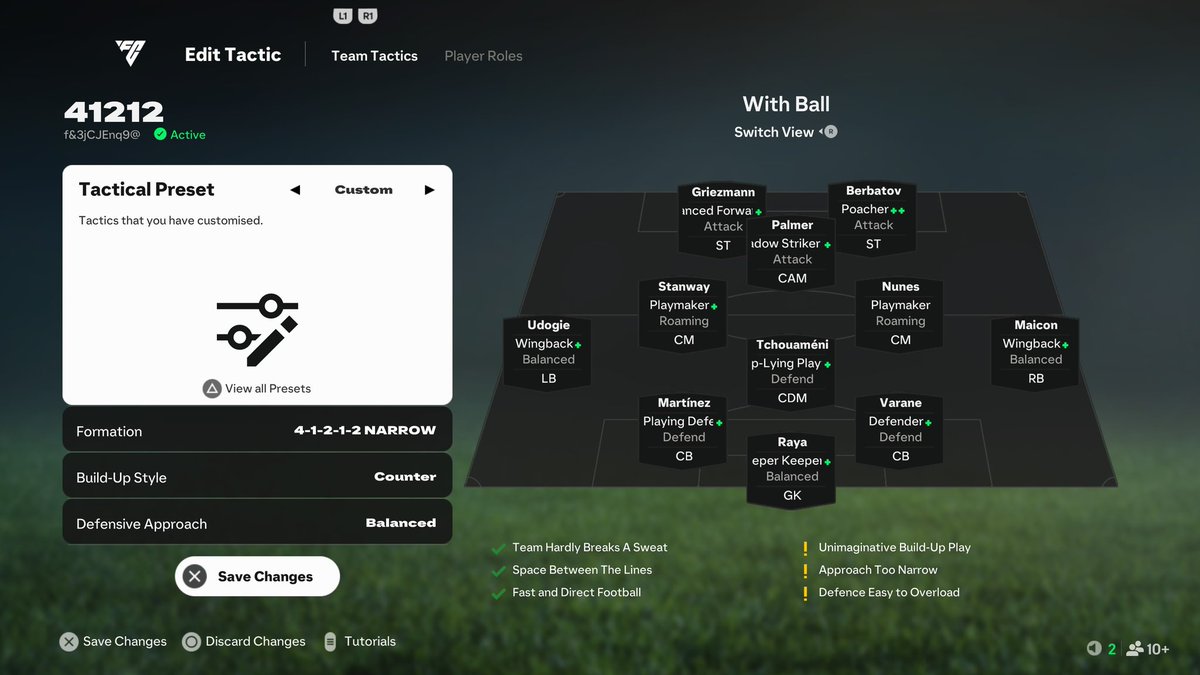 KeanuJP_'s tweet image. 🚨 Ridiculously FUN 41212 Narrow tactics - Must TRY🚨

✅️ defends in a 442
✅️ attacks in a 2143
✅️ Great press, insane attacking options 
✅️ Solid defense
✅️Tiki Taka triangles are great fun
✅️ 20 Game rivals win streak 😬

Code: f&amp;amp;3jCJEnq9@ 👇👇