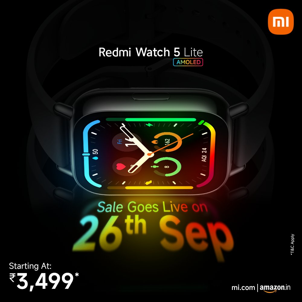 Shine brighter with the AMOLED display on the all-new #RedmiWatch5Lite!
Whether you're exploring or working out, it's the perfect companion for all your adventures.

The sale goes live on September 26, 2024 | 12 PM.

Stay tuned: bit.ly/RedmiWatch5Lite
#MakeYourMove