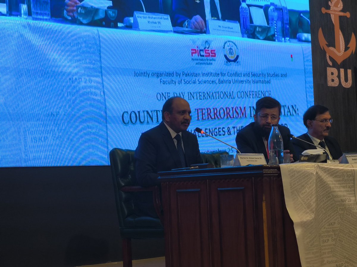 PICSSIsb's tweet photo. Major General Dr. Ghulam Qamar (R) Project director, Directorate General of religious education, MoE, Islamabad answering the questions.
#terrorfreepakistan #picss #bahriauniversity https://t.co/hSnIFh5OUG