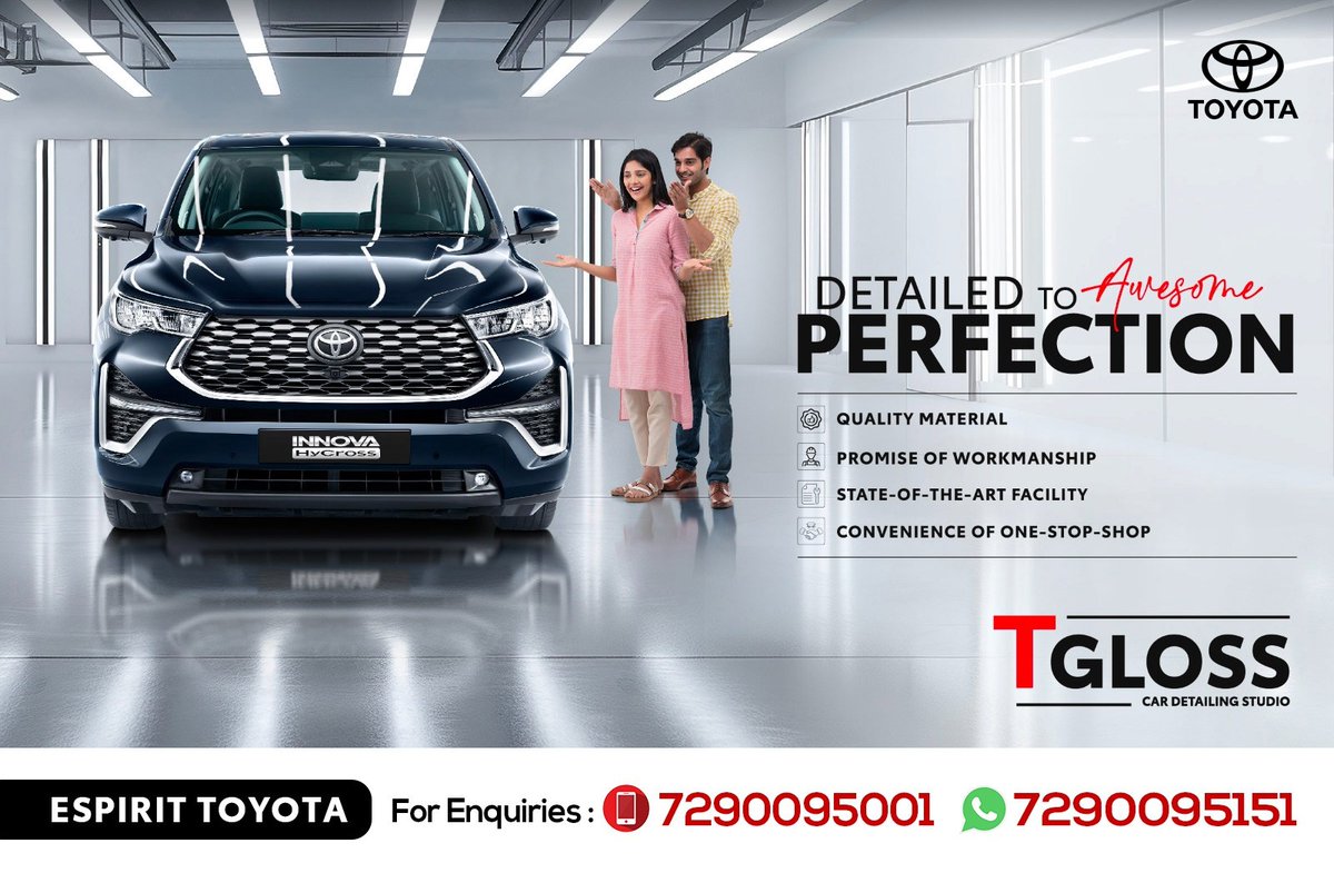Espirit_Toyota's tweet image. ✨ 𝗧𝗚𝗹𝗼𝘀𝘀 - 𝗖𝗮𝗿 𝗗𝗲𝘁𝗮𝗶𝗹𝗶𝗻𝗴 𝗦𝘁𝘂𝗱𝗶𝗼 🚗
Your car deserves the best, and with 𝗧𝗚𝗹𝗼𝘀𝘀 by Toyota, it will always look and feel brand new! Our specialized car detailing services, handled by trained professionals, ensure top-notch care.

#TGloss #CarDetailing