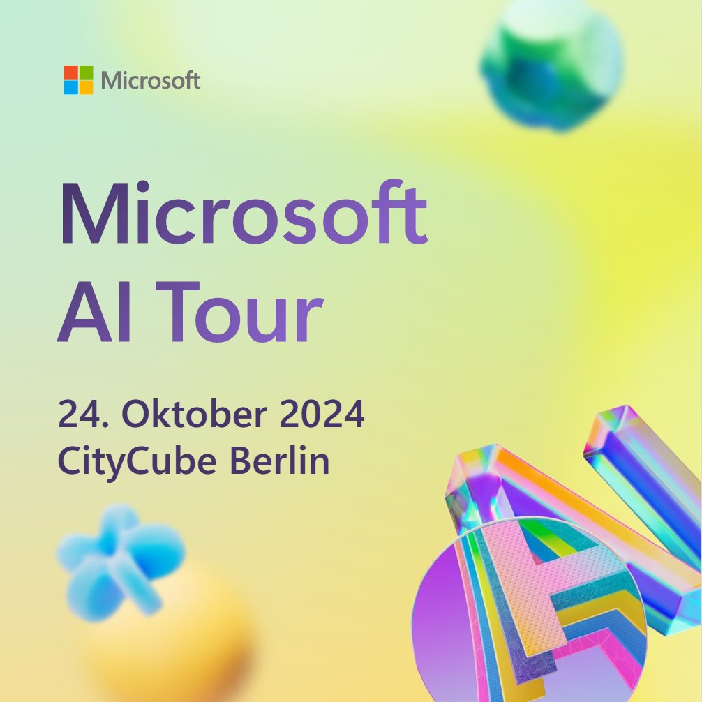 💡 Profitieren Sie von der Power von KI! Erfahren Sie, wie Sie mit KI Ihrem Unternehmen den Wettbewerbsvorteil sichern, um im Markt weiter erfolgreich zu sein. 

👉 Jetzt für die #MicrosoftAITour am 24. Oktober in Berlin anmelden:  msft.it/6011mVQeD