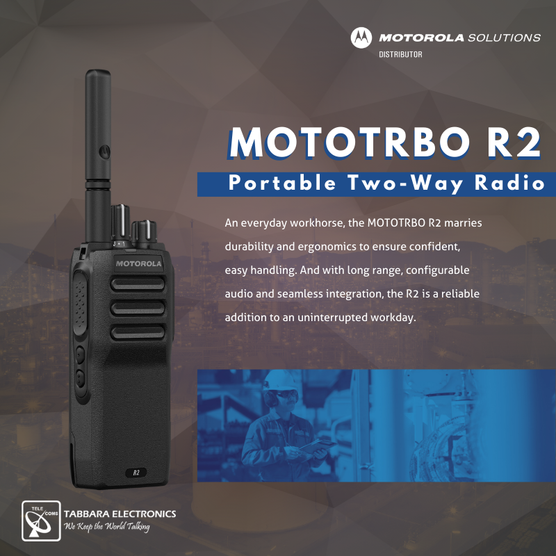 HSCSystem's tweet image. This caption emphasizes the R2&apos;s durability, ease of use, long-range communication, and adaptability 

#TabbaraElectronics #MotorolaSolutions #uae #dubai #abudhabi #middleeast #middleeast #digitaltwowayradio #mototrbo #R2 #secure #efficient #safety
#ملتزمون_ياوطن
#نتصدر_المشهد