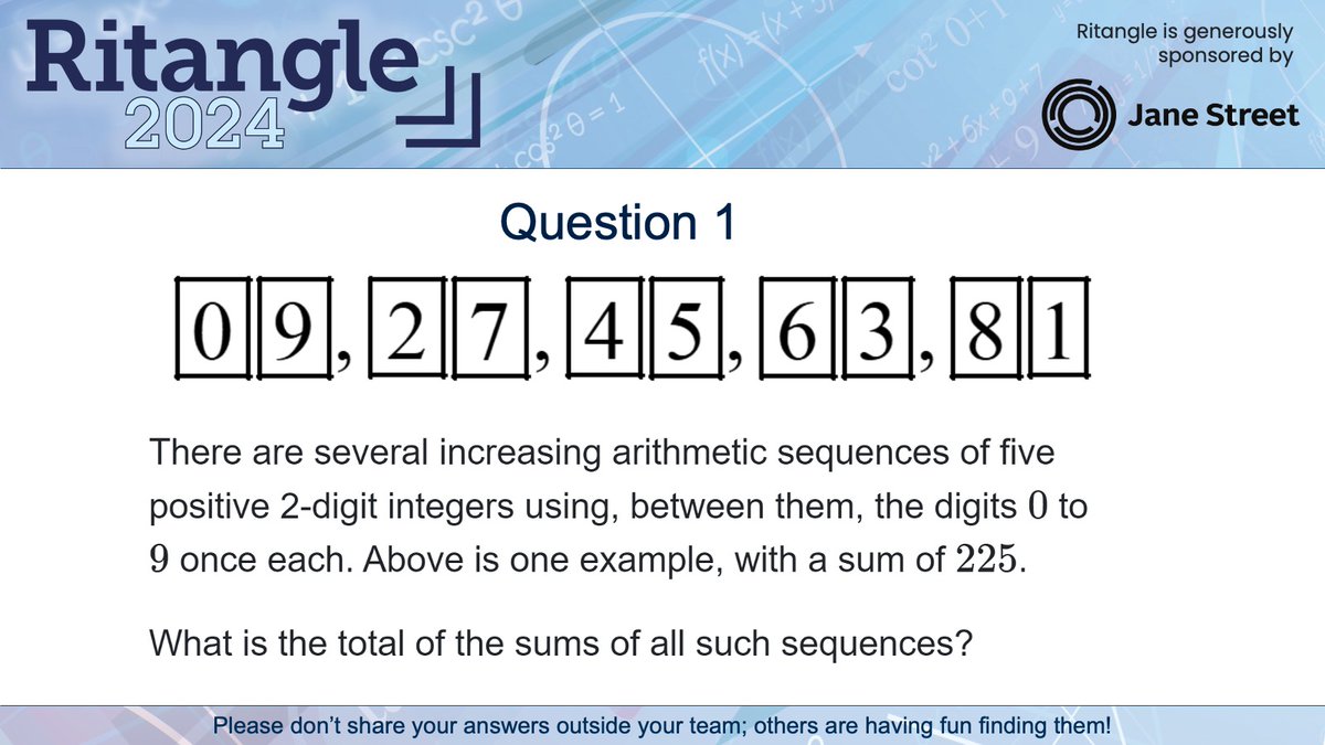 #Ritangle2024 has arrived! Here’s question 1.

Don't forget to register your team at ritangle.mei.org.uk.