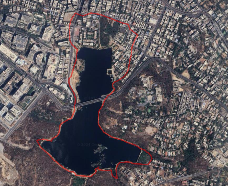 digitaldutta's tweet photo. I am digitizing all the lake FTL boundaries. This is the boundary of Durgam Cheruvu. https://t.co/8cEROuokpz
