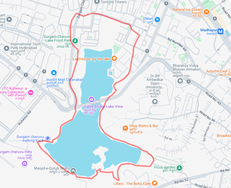 digitaldutta's tweet photo. I am digitizing all the lake FTL boundaries. This is the boundary of Durgam Cheruvu. https://t.co/8cEROuokpz