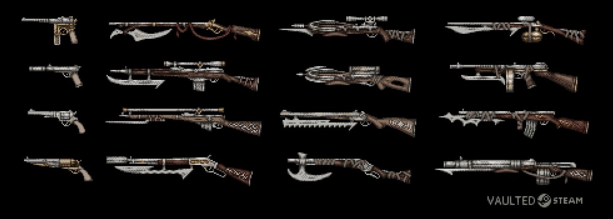 Weapon from my roguelite Vaulted. Combination of bloodborne and hunt showdown style. 🔪
#WishlistWednesday #IndieGames #IndieDev #PixelArt #Roguelike #Roguelite
Add To Wishlist!
store.steampowered.com/app/2455380/Va…