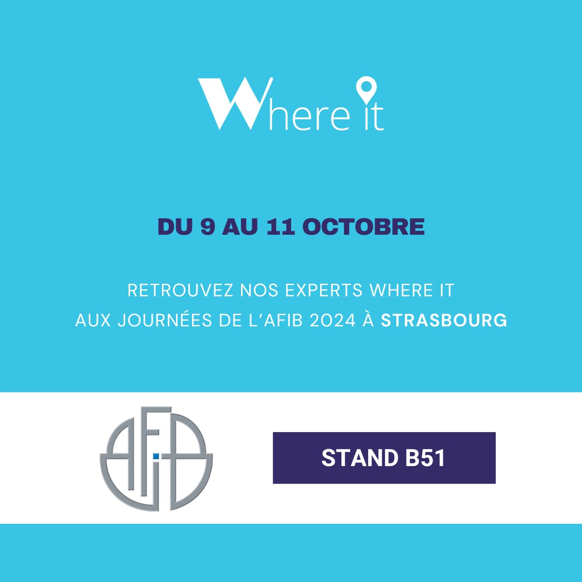 group_dsi_fr's tweet photo. 📢 du 9 au 11 octobre, retrouvez #WhereIt by DSI Group aux journées de l'@AssoAFIB stand B51.

Une occasion d'en savoir + sur notre solution innovante, et de voir comment nous pouvons #révolutionner le secteur de la santé grâce à la #localisation en temps réel.

RDV le 9/10 ✨ https://t.co/YaFg4yqKGm
