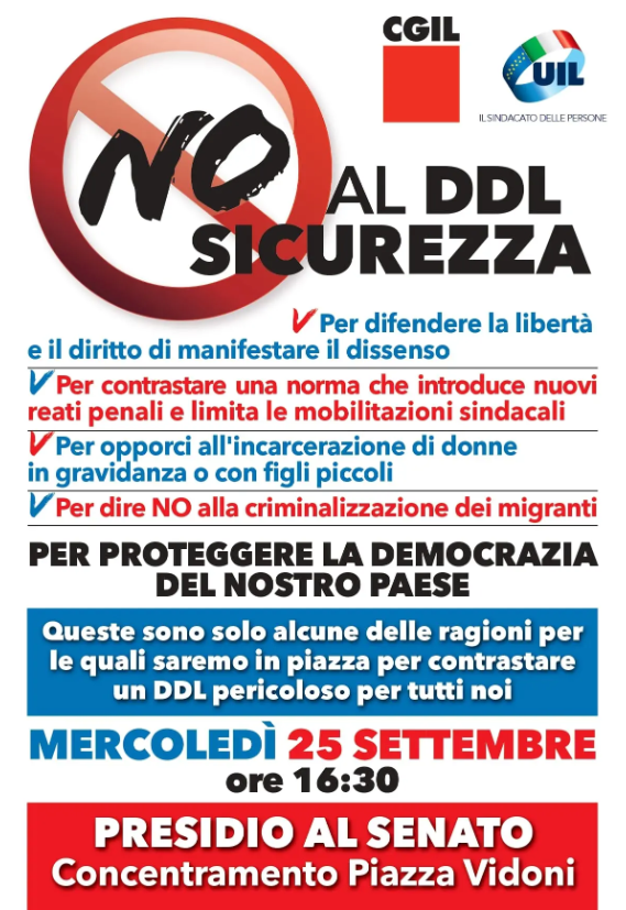industriAll Europe (@industriall_eu) on Twitter photo ✊ Solidarity from <a href="/industriAll_EU/">industriAll Europe</a> with Italian confederations <a href="/cgilnazionale/">CGIL Nazionale</a> and <a href="/UILofficial/">Uil Nazionale</a> in their fight against the security decree that criminalizes peaceful protest and violates fundamental rights.
For democracy and human rights. ✊ Solidarity from <a href="/industriAll_EU/">industriAll Europe</a> with Italian confederations <a href="/cgilnazionale/">CGIL Nazionale</a> and <a href="/UILofficial/">Uil Nazionale</a> in their fight against the security decree that criminalizes peaceful protest and violates fundamental rights.
For democracy and human rights.