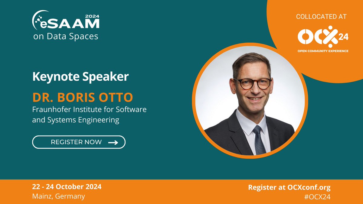 EclipseFdn's tweet image. We’re thrilled to have Dr.-Ing. Boris Otto, Director of the Fraunhofer Institute for Software and Systems Engineering, as a keynote at #eSAAM2024 at #OCX24 to talk about #dataspaces. 

💫 Register NOW! hubs.la/Q02Q4Smj0
@ResearchEclipse
