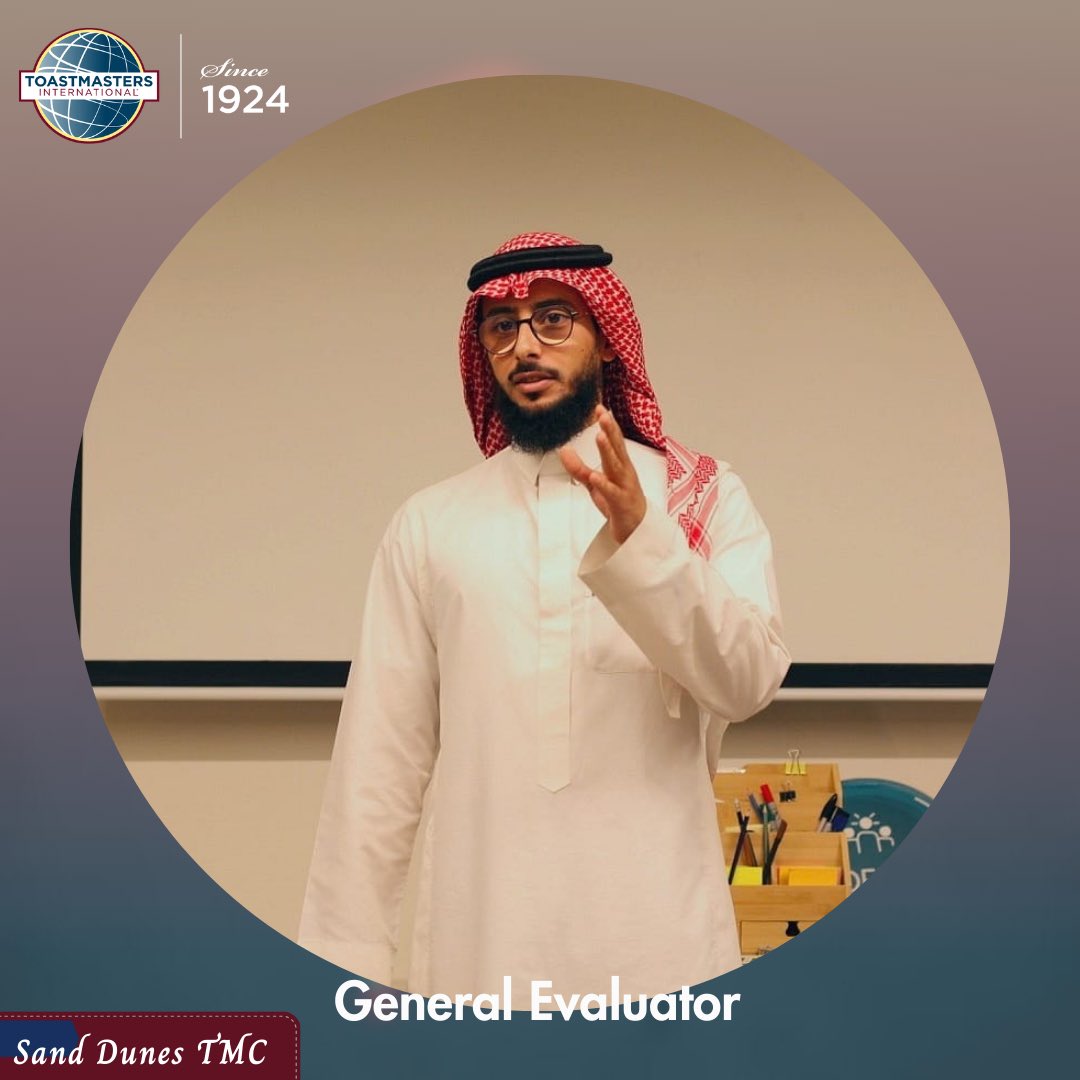 SanddunesTM's tweet image. Last week's Evaluation session had a special taste Led by a special guest from a neighboring club TM. Meshal Mishary
remarkable feedback from him and his team of evaluators and functionaries 👏🏽👏🏽👏🏽👌🏽👌🏽👌🏽

#betterlistening #sanddunes #toastmaster 
#sponsor @coREACHco