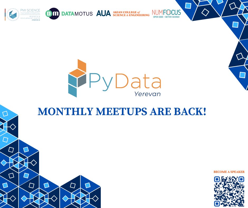 PyData Yerevan (@pydata_yerevan) on Twitter photo 📣We are delighted to announce the launch of the PyData Yerevan new monthly meetup series starting in October.
We thank <a href="/PMIScience/">PMIScience</a> R&D Center in Armenia for their contribution to initiating meetups that enlarge our community engagement and foster knowledge in data science. 📣We are delighted to announce the launch of the PyData Yerevan new monthly meetup series starting in October.
We thank <a href="/PMIScience/">PMIScience</a> R&D Center in Armenia for their contribution to initiating meetups that enlarge our community engagement and foster knowledge in data science.