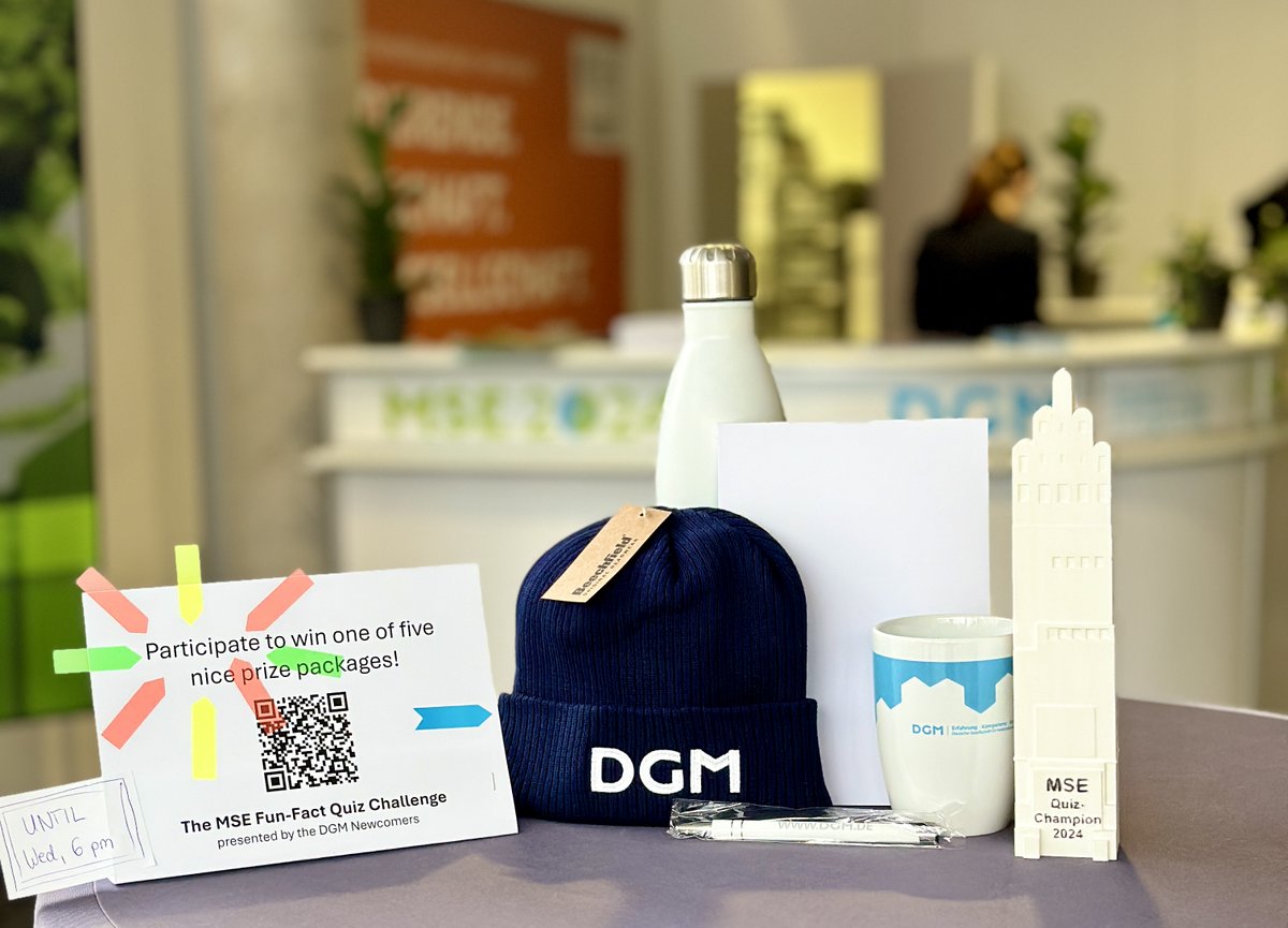 DGM_eV's tweet image. Don&apos;t forget to join the &quot;MSE Fun Fact Quiz&quot; by Young DGM! You can participate until 6 pm for a chance to win exciting prizes. 🏆 The winners will be announced during the Congress Party. 🎉

#MSE2024 #FunFactQuiz #YoungDGM #CongressParty
