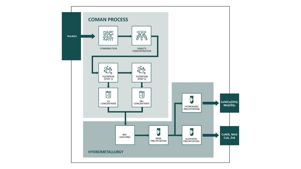 Last but not least, we introduce to you the COMAN process. The goal of the COMAN process is to #recover cobalt, nickel and manganese from tailings generated in ore concentration plants.

metallico-project.eu/Project/Proces…