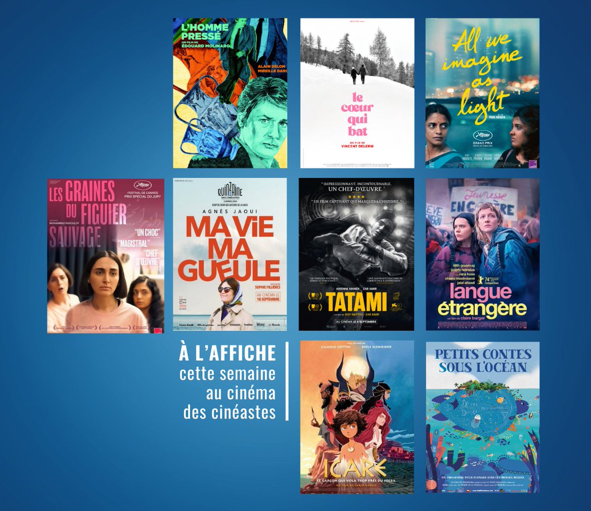 🎬 Cette semaine au Cinéma des Cinéastes !
Découvrez les films à l’affiche du 25 septembre au 1er octobre :
🎟️ Infos et billetterie 👉 cinema-des-cineastes.fr

#cinema #cinemadescineastes #cinemaindependant #paris17 #filmsdelasemaine #filmsàvoir #àlaffiche #sortiescinema