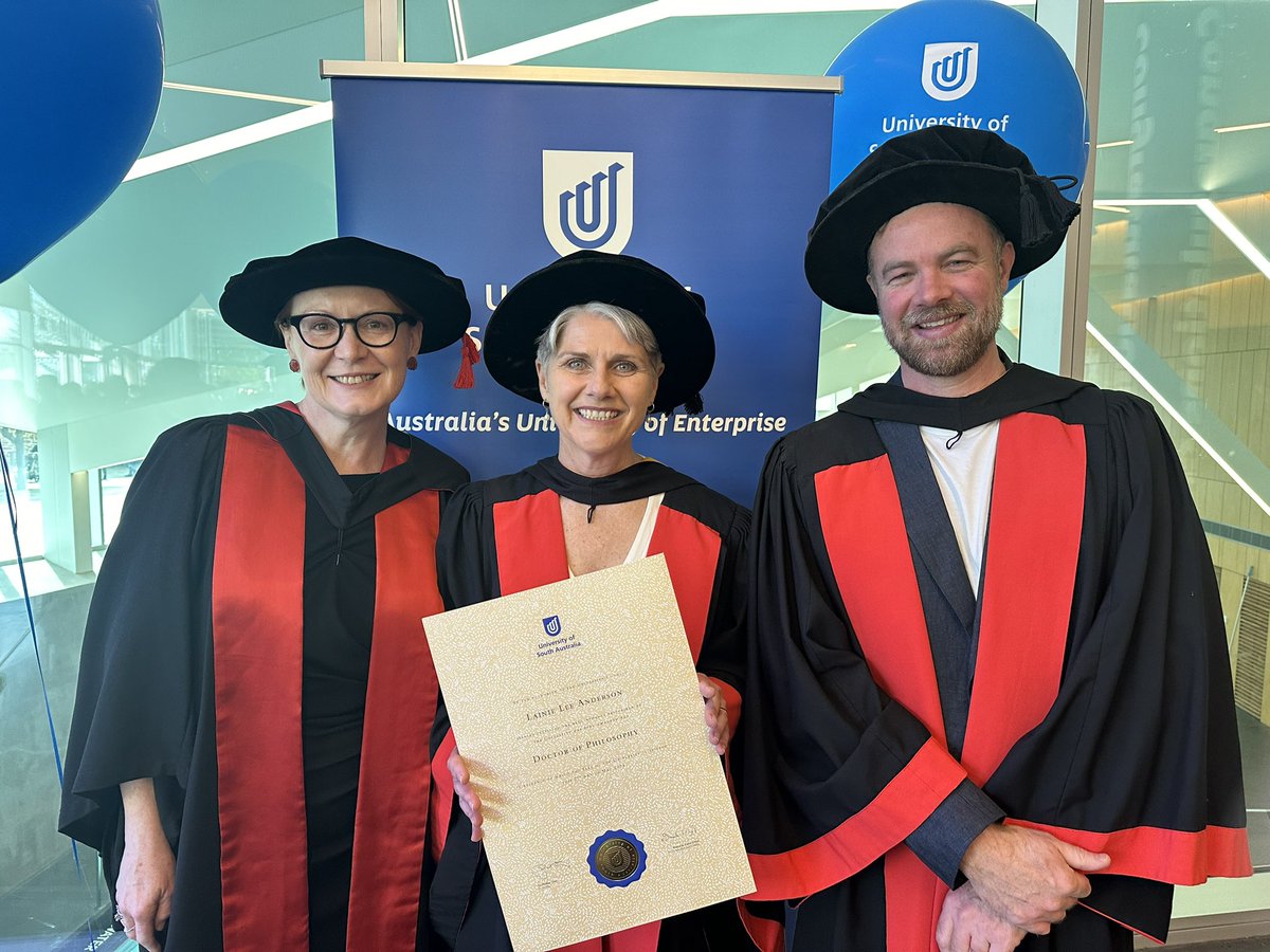 Lainie Anderson (@anderson_lainie) on Twitter photo An absolute honour to graduate with a doctorate from <a href="/UniversitySA/">UniSA</a> today. A joyful ceremony full of respect, meaning and diversity. Couldn’t have got here without <a href="/SusanLuckman/">Susan Luckman</a> and <a href="/Stubbs_Ben/">Ben Stubbs</a> … thank you. 🙏🏻 An absolute honour to graduate with a doctorate from <a href="/UniversitySA/">UniSA</a> today. A joyful ceremony full of respect, meaning and diversity. Couldn’t have got here without <a href="/SusanLuckman/">Susan Luckman</a> and <a href="/Stubbs_Ben/">Ben Stubbs</a> … thank you. 🙏🏻