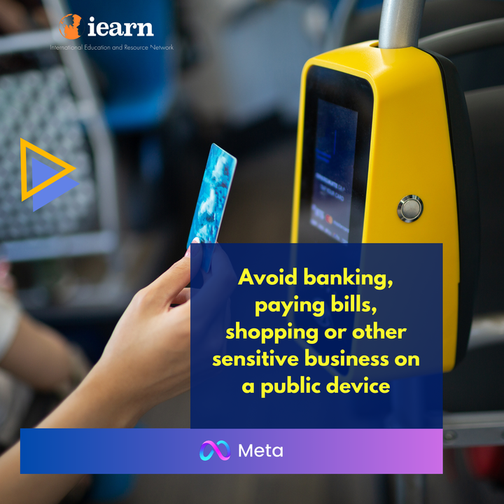 iEARNKE's tweet photo. Public devices and private info don’t mix! 💻🚫 avoid banking and shopping when you’re not on your own device—better safe than sorry. Protect your data like a pro! 🛡️💳 #MyDigitalWorld #iEarn #StaySecure #ProtectYourInfo #CyberSmart https://t.co/BqqoFI36kW
