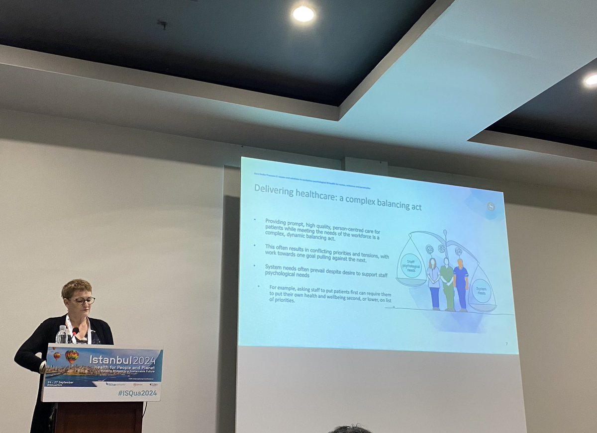 Cath Taylor (@cathtaylor72) on Twitter photo “Delivering healthcare is a complex balancing act and there is a need to rebalance the system to ensure staff psychological wellbeing” <a href="/nursingpolicy/">Prof Jill Maben</a> <a href="/WOW_Surrey/">WOW Surrey</a> presenting <a href="/NIHRresearch/">National Institute for Health and Care Research</a> at #ISQUA2024 “Delivering healthcare is a complex balancing act and there is a need to rebalance the system to ensure staff psychological wellbeing” <a href="/nursingpolicy/">Prof Jill Maben</a> <a href="/WOW_Surrey/">WOW Surrey</a> presenting <a href="/NIHRresearch/">National Institute for Health and Care Research</a> at #ISQUA2024