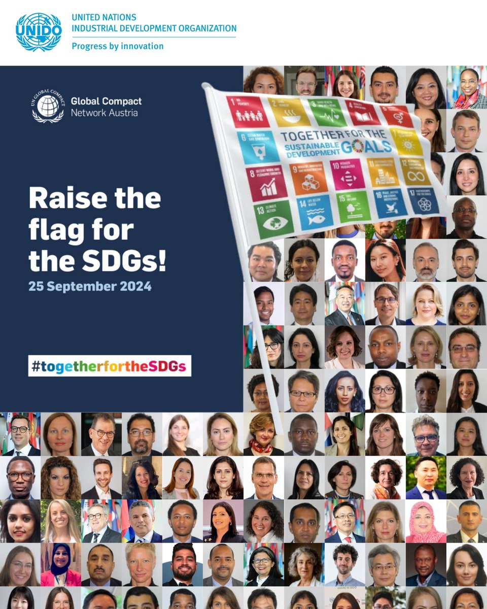 UNIDO (@unido) on Twitter photo 🚩Together we raise the SDG Flag!
At #UNIDO, every face tells a story, every action drives change, and every idea fuels a movement.
Today, we join with countless others around the world in raising the flag and uniting for the #SDGs. 🌱🌍
#SDGFlagDay #TogetherForTheSDGs 🚩Together we raise the SDG Flag!
At #UNIDO, every face tells a story, every action drives change, and every idea fuels a movement.
Today, we join with countless others around the world in raising the flag and uniting for the #SDGs. 🌱🌍
#SDGFlagDay #TogetherForTheSDGs