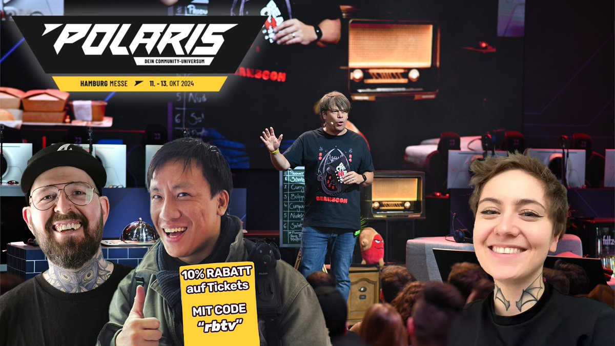 Werbung | WIR SIND AUF DER <a href="/PolarisCon_/">POLARIS Convention</a>! Dieses Jahr gibt es von uns ein buntes Programm mit u.a. <a href="/Colin_Gaebel/">Colin Gaebel</a> <a href="/itzjnine/">janina 🧃</a> <a href="/PixelViet/">Viet Ruan</a> und <a href="/Dennsen_86/">Dennsen86</a>. Wer noch keine Tickets hat, kann mit dem Code "rbtv" jetzt noch 10% sparen. Wir sehen uns! #polariscon2024