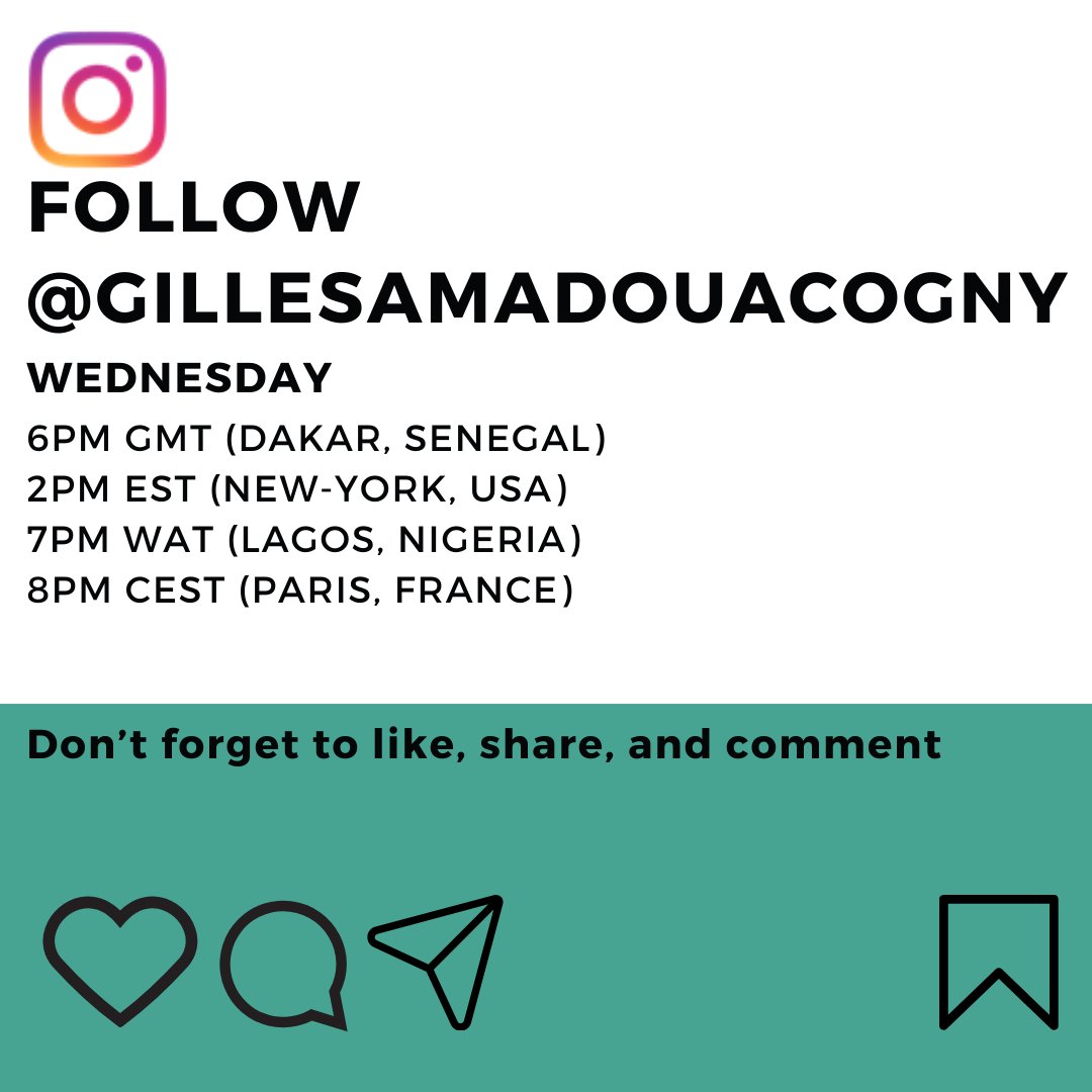 This week we welcome Frédéric GOMIS, a seasoned leader in the field of hospitality management! Please peruse his profile and most importantly join us TODAY, Wednesday September 25th at the usual time of 2pm EST, 6pm GMT,  7pm and 8pm CET. On IG @gillesamadouacogny live!