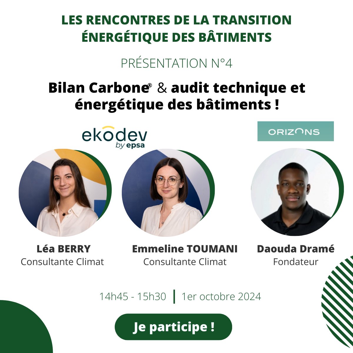 🚨 [SAVE THE DATE - RENCONTRES DE LA TRANSITION ÉNERGÉTIQUE DES BÂTIMENTS] Présentation N°4-Bilan Carbone® &amp; audit technique et énergétique des bâtiments ! Présenté par <a href="/ekodev/">ekodev</a> et <a href="/orizons_io/">Orizons</a>
💥1er octobre à 14h45
👉shorturl.at/3UunA