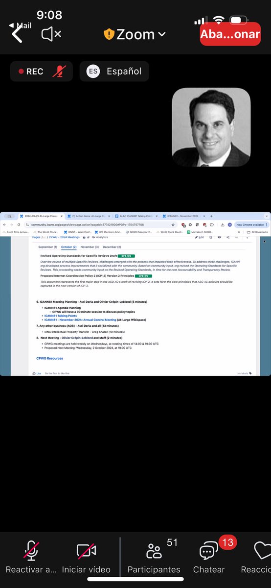 Participando de <a href="/ICANN/">ICANN</a> <a href="/ICANN_es/">ICANN en español</a> reunión del At-Large Consolidated Policy Working Group (CPWG) con una muy interesante agenda