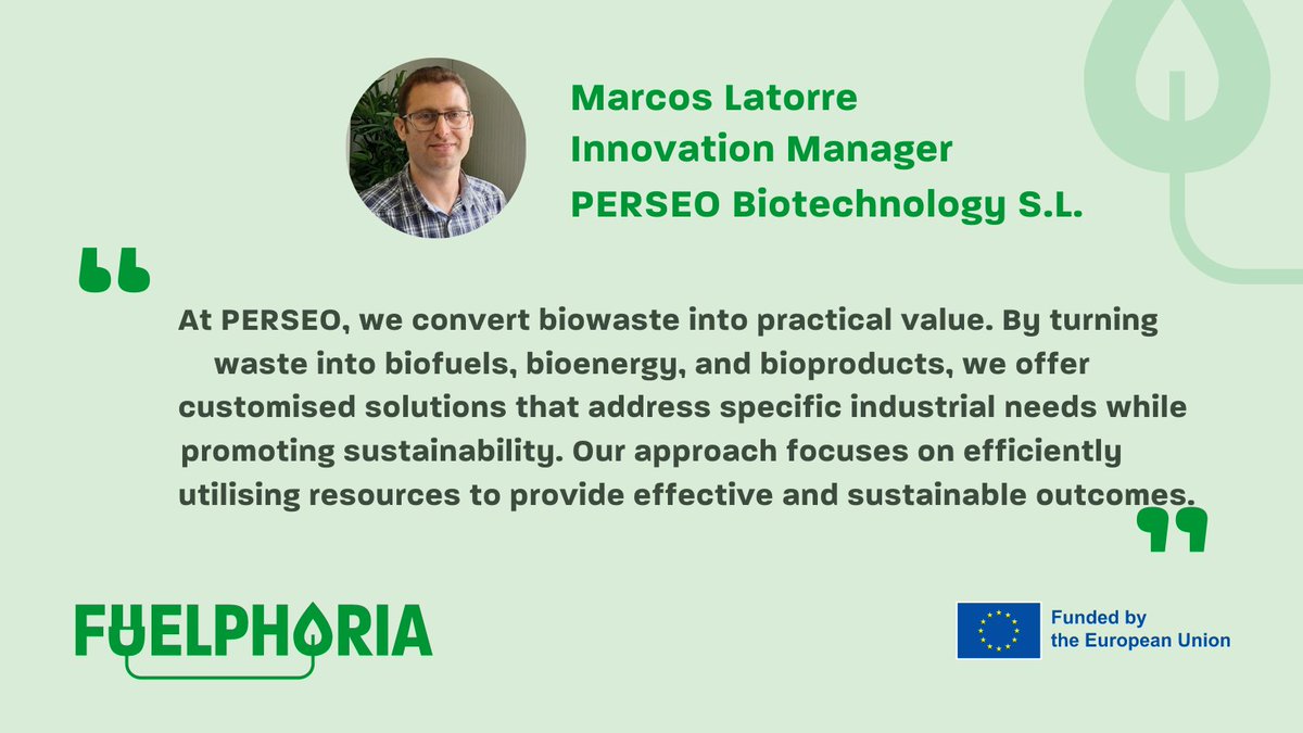 Meet #FUELPHORIA's partner PERSEO! 🌱 

Turning biowaste into bioethanol &amp; bioproducts at their pilot plant in Spain. Learn more 👇

perseobiotech.com/?lang=en