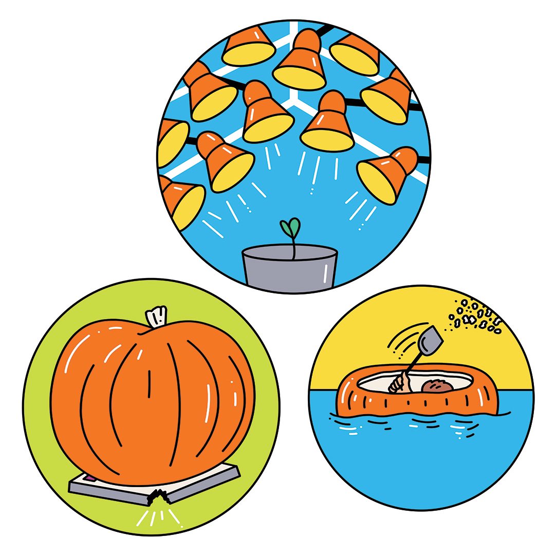 SamIslandArt's tweet photo. Spot illustrations for a piece about growing a giant pumpkin and paddling it to victory in Tualatin’s Pumpkin Regatta. For @PoMoMagazine https://t.co/VjZNCHEVMG