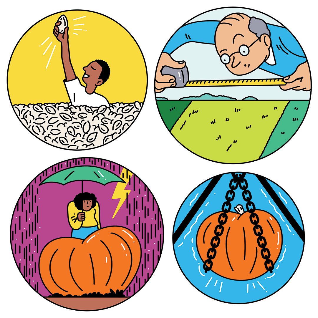 SamIslandArt's tweet photo. Spot illustrations for a piece about growing a giant pumpkin and paddling it to victory in Tualatin’s Pumpkin Regatta. For @PoMoMagazine https://t.co/VjZNCHEVMG