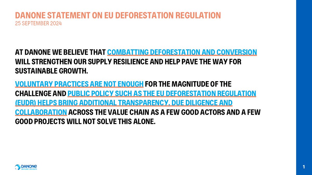 1/3 Combatting #deforestation and conversion will help pave the way for sustainable growth 🌴 We continue to strongly support public policy such as #EUDR, but final guidance is needed for timely implementation - see our statement