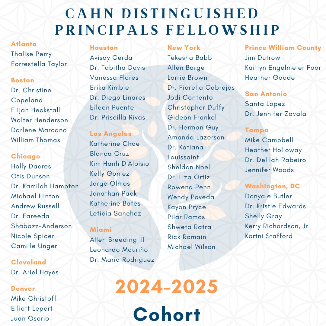 Thrilled to announce the 2024-25 Cahn Distinguished Principals Fellowship Cohort! Congratulations to these exceptional leaders committed to making a powerful impact in their schools and communities. Join us in welcoming our newest Fellows on their leadership journey!