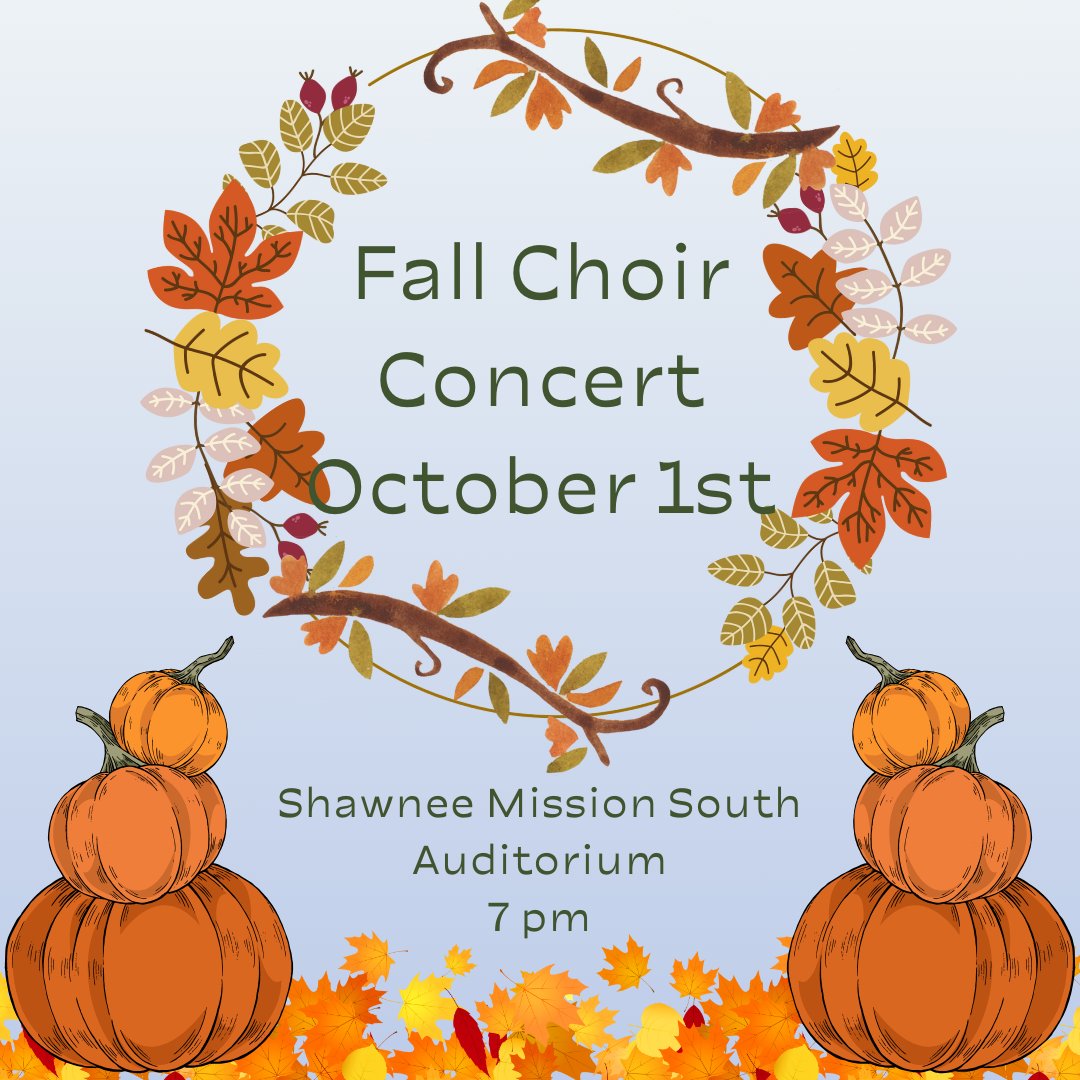 We're less than a week away from our first choir concert of the year!! If you haven't already, set reminders so you don't miss it! SMS Choir can't wait to sing for you!