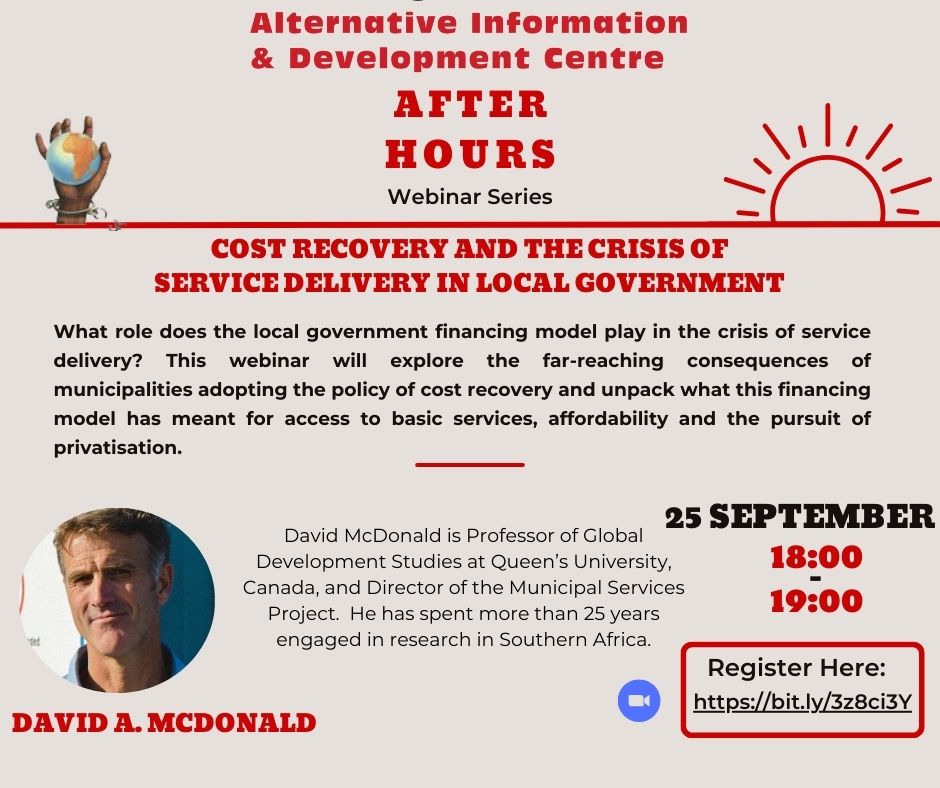 📌Please don't forget to join us tonight at 6 PM to discuss the impact of local government financing models on access to basic services, affordability, and the pursuit of privatization. Let's unpack the consequences together! ✊🏾
𝗥𝗲𝗴𝗶𝘀𝘁𝗲𝗿 𝗵𝗲𝗿𝗲: bit.ly/3z8ci3Y