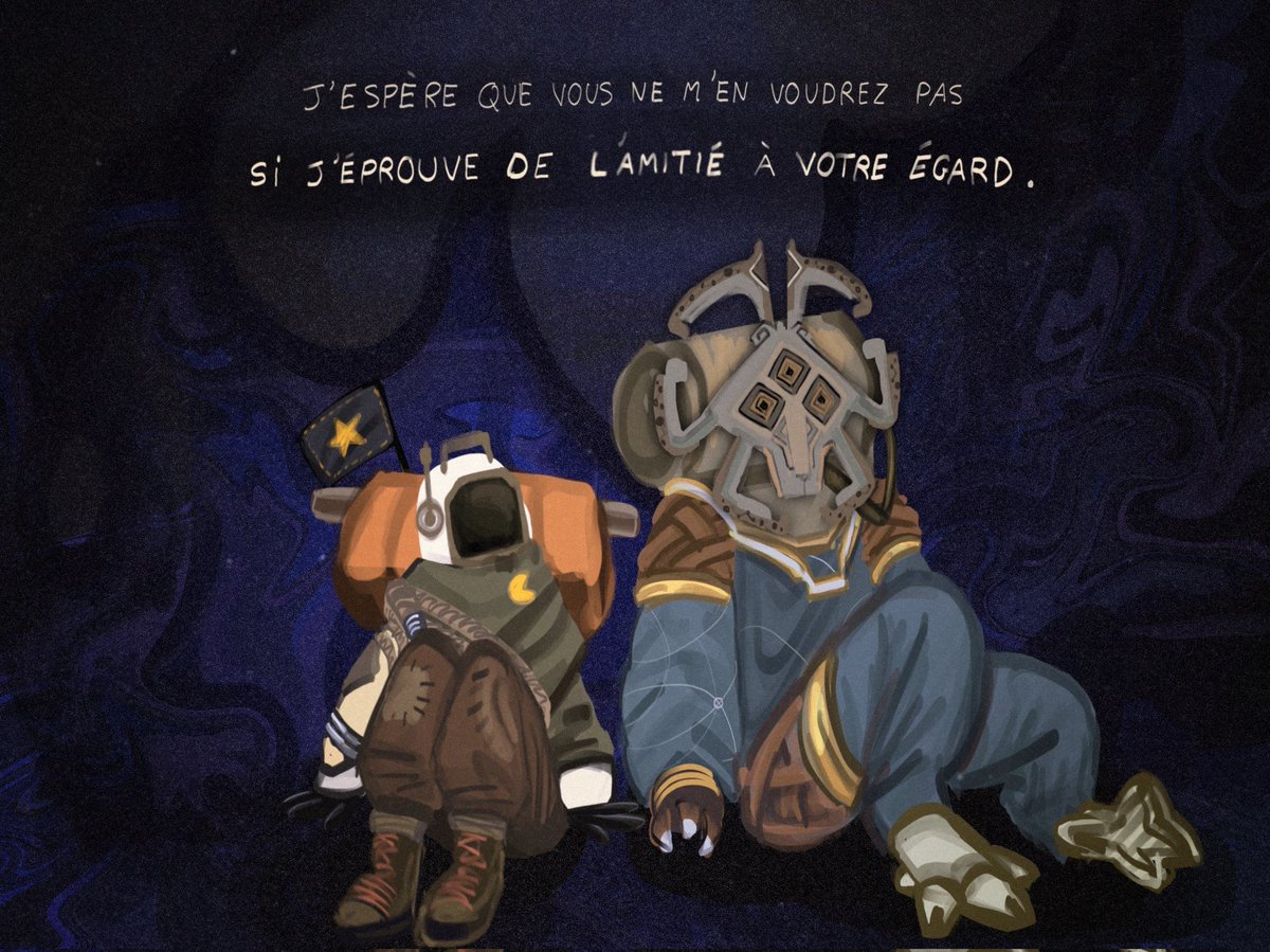 Saiki_le_sang's tweet photo. "J'espère que vous ne m'en voudrez pas si j'éprouve de l'amitié a votre égard"
#etoiles #outerwilds #outerwildsart @AREtoiles https://t.co/iLekz7jsuV