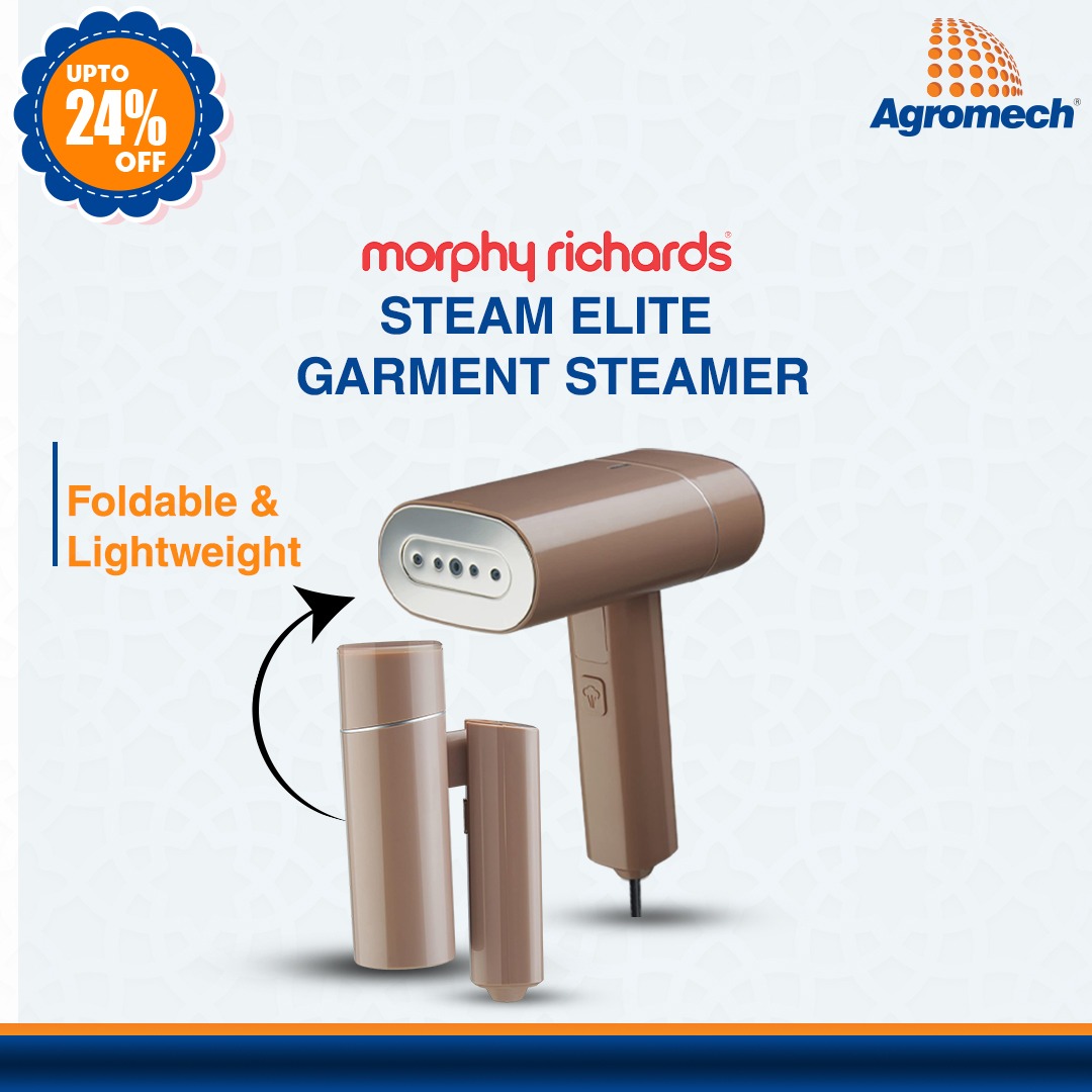 Agromechindustr's tweet image. Effortlessly #freshen up your outfits with the foldable #MorphyRichards #Steam Elite #Garment #Steamer at @AgromechIndustr. Ideal for home or travel!

#agromech #agromechindustries #garmentsteamer #steamelite #outfits #freshenup #foldable #lightweight #travelpurpose #homepurpose