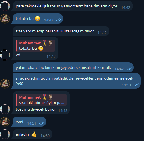 ypresmi's tweet photo. Saat 14:42'de vergilendirme diyecekler para çekmek için tekrar yatırım isteyecekler. Yapmayın #ctost devri bitti. #TOST gibi aldılar araya geçmiş olsun. #ctost daha bi hafta acık kalır maksimum kimden ne koparırsak diye devam edecekler. Ponzi hep böyle patlar son vurgunlar belli. https://t.co/Ru15Abokxs