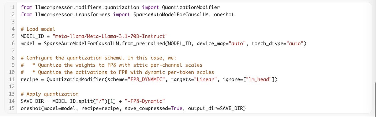 You can now optimize and make any open-source LLM faster:

1. pip install llmcompressor
2. apply quantization with 1 line of code

Two benefits:

1. Your LLM will run faster during inference time.
2. You will save a ton of money on hardware

Here are a couple of examples:

•