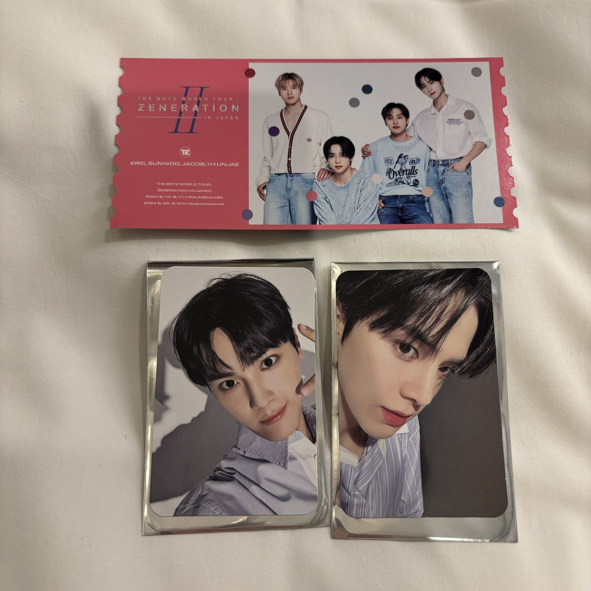happ726eg's tweet photo. theboyz ドボ ドボイズZENERATION II 
トレカ　ピクチャーチケット　交換

譲:写真のもの
求:ピクチャーチケット→大阪公演のニューが写っているチケット

ランダムトレカ→ニュー　サンヨン(ニュー優先です)

郵送にて交換希望です。
お気軽にお声掛けください🙇🏻‍♀️ https://t.co/5u71HZaOEB