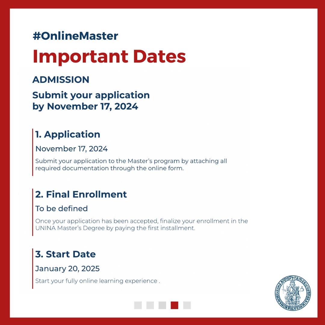 FedericaUniNa's tweet photo. 🎓 Ready to elevate your career? The second edition of our fully online Master’s degree in #Economics and #Finance is now open for pre-applications!
🌍 Learn from anywhere in the world, at your own pace.
📅 Apply by Nov 17, 2024.
👉 Learn more: https://t.co/UcBhys9y7E @uninait https://t.co/5SC38Mp1uq
