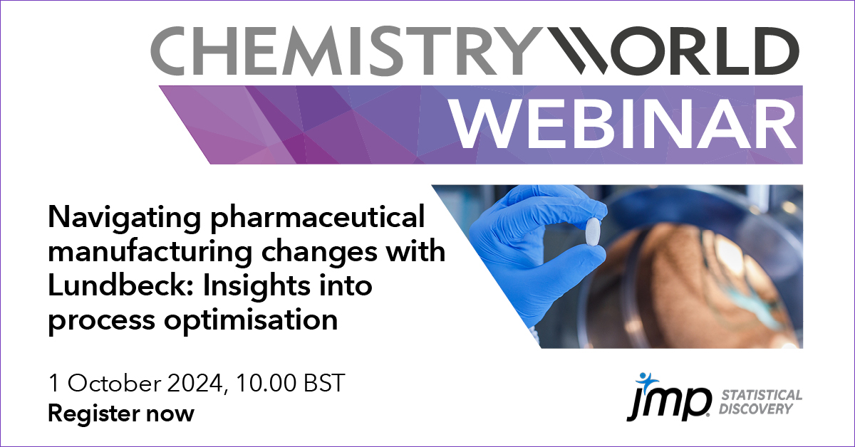 Chemistry World (@chemistryworld) on Twitter photo Join experts from Lundbeck and <a href="/JMP_software/">JMP Software</a> as they explore practical strategies for navigating pharmaceutical manufacturing changes in a free webinar. Register now: attendee.gotowebinar.com/register/16809… #ad Join experts from Lundbeck and <a href="/JMP_software/">JMP Software</a> as they explore practical strategies for navigating pharmaceutical manufacturing changes in a free webinar. Register now: attendee.gotowebinar.com/register/16809… #ad