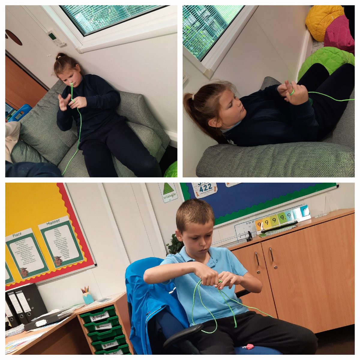 Having fun following instructions with different knots on  their ropes, in English today.