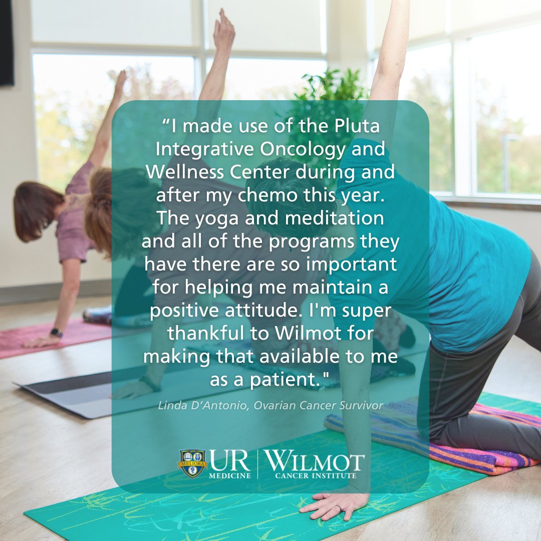 For ovarian cancer survivor Linda D'Antonio, the yoga classes at our Pluta Integrative Oncology &amp; Wellness Center helped. Classes are free &amp; available to all Wilmot patients.

To learn more, call (585) 486-0630.

#WellnessWednesday #NationalYogaAwarenessMonth