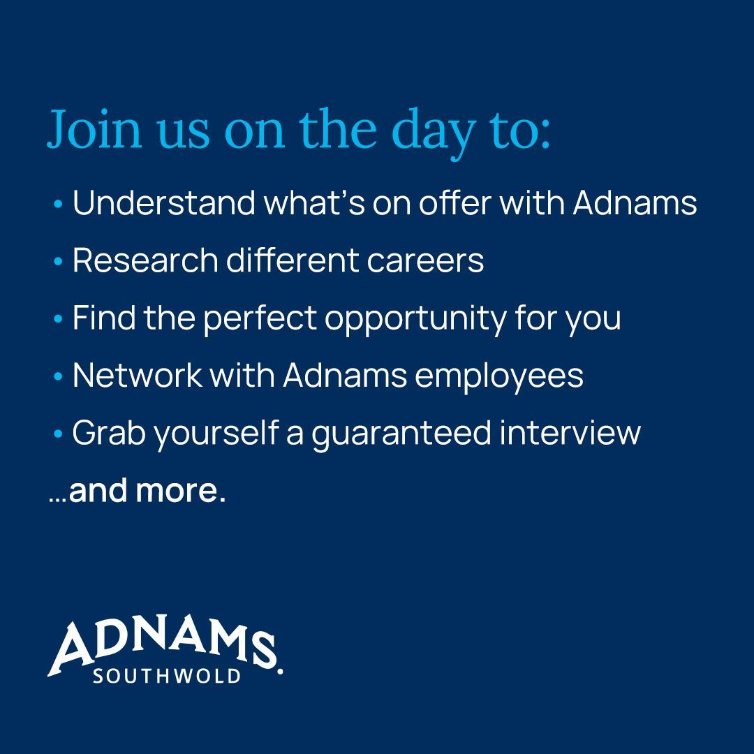Adnams's tweet photo. Join us for the Adnams Careers Open Day on Monday 7th October! Explore opportunities, network with our team, and secure a guaranteed interview. Experience being part of Adnams!

Find out more and register here: https://t.co/TDitl4ZFEp https://t.co/77duhrFO4N
