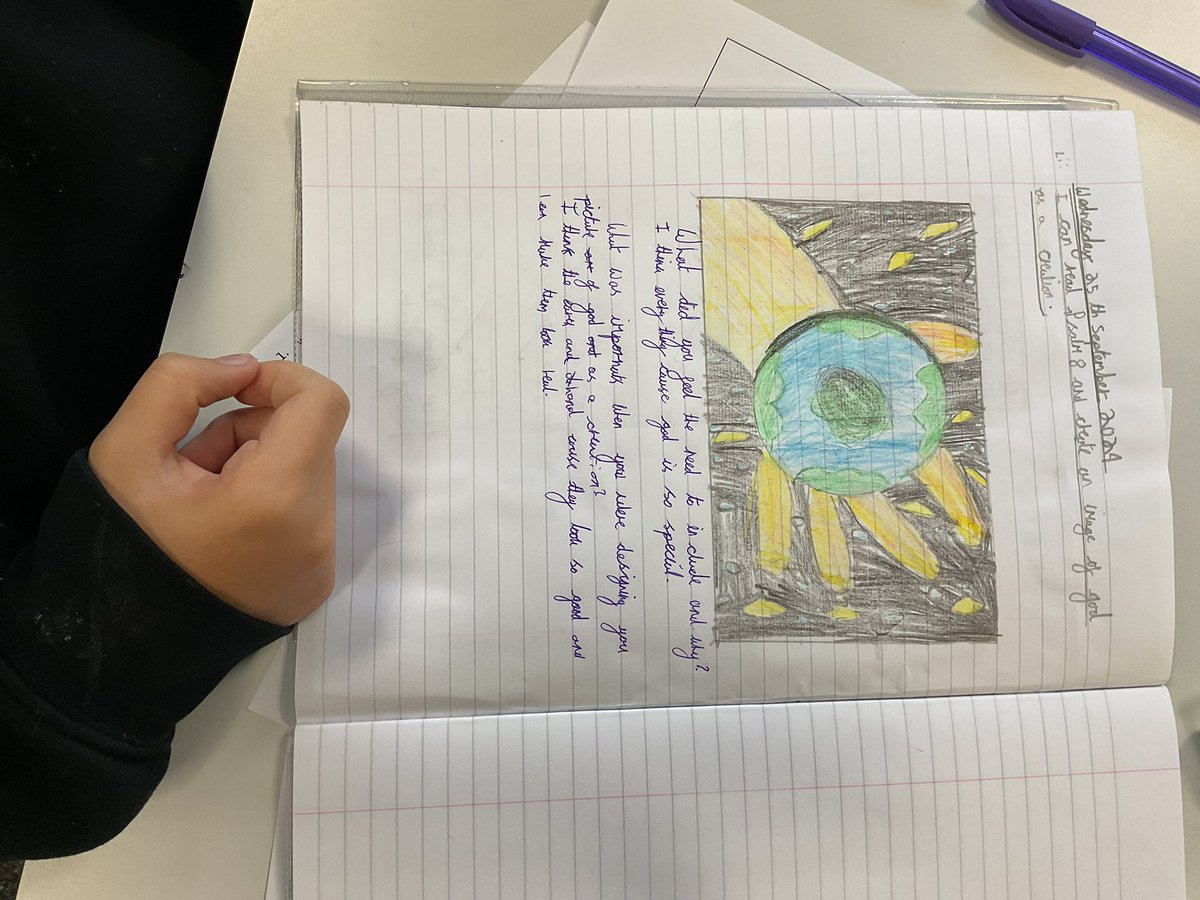 Year 6 used Psalm 8 and Genesis 1 to create images of God as a creator.