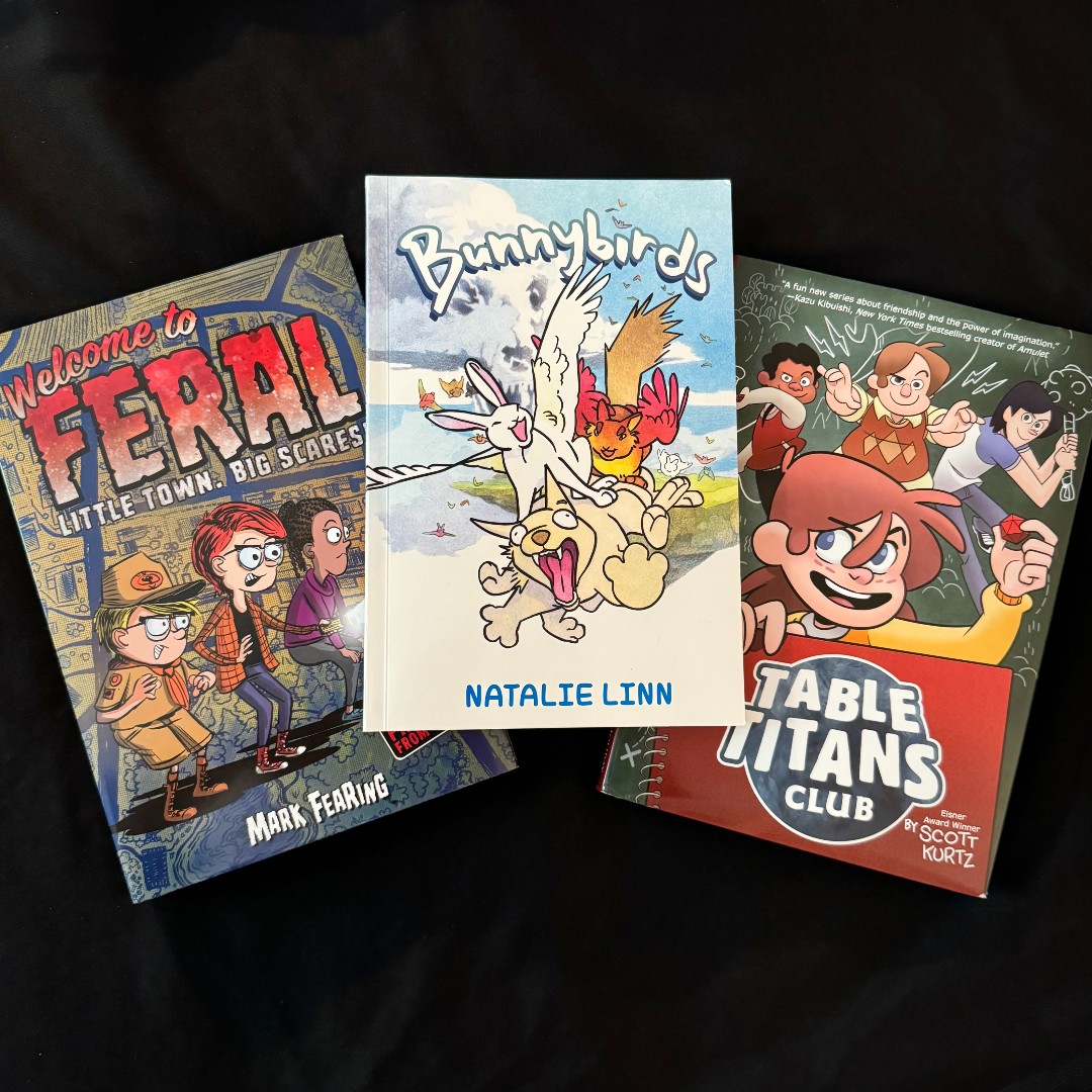 Holiday House Publishing, Inc. (@holidayhousebks) on Twitter photo Happy #NationalComicBookDay! Celebrate by playing D&D, journeying with the brave bunnybirds, and exploring the spooky town of Feral!
<a href="/pvponline/">Scott Kurtz</a> <a href="/linn_comics/">Natalie Linn</a> <a href="/MarkFearing/">Mark Fearing</a>
ow.ly/O0Sn50TtMSc
holidayhouse.com/book/bunnybird…
holidayhouse.com/book/welcome-t… Happy #NationalComicBookDay! Celebrate by playing D&D, journeying with the brave bunnybirds, and exploring the spooky town of Feral!
<a href="/pvponline/">Scott Kurtz</a> <a href="/linn_comics/">Natalie Linn</a> <a href="/MarkFearing/">Mark Fearing</a>
ow.ly/O0Sn50TtMSc
holidayhouse.com/book/bunnybird…
holidayhouse.com/book/welcome-t…