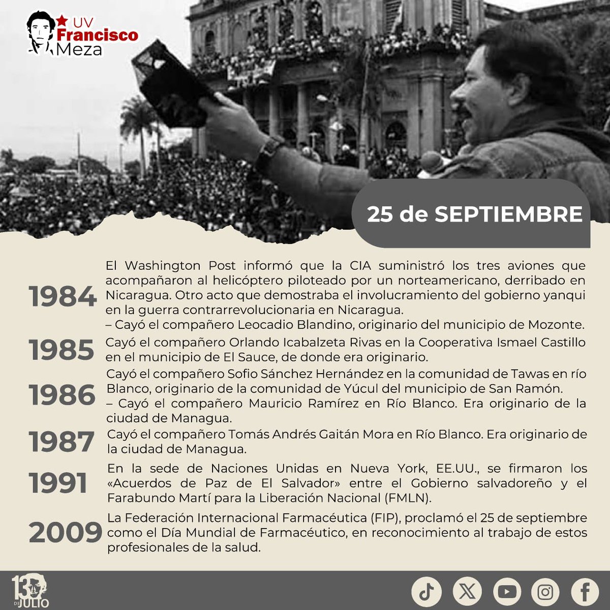 13JulioUNANMGA's tweet photo. Efemérides de la Revolución Popular Sandinista
¡La marcha hacia la victoria, no se detiene!
✊🇳🇮🖤❤️
#AmoraNicaragua
#SomosUNAN
#SoyCSM
#OrgulloDeMiPais https://t.co/9MBpgN63nb