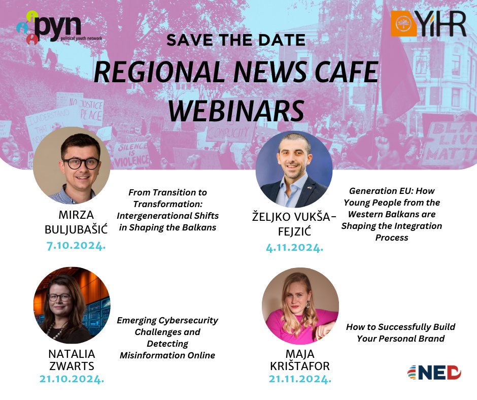 📣 Make sure to save these dates in your calendar and closely follow our social media accounts and websites to never miss a call for registrations to our upcoming series of thought-provoking Regional News Café Webinars - the first call is coming already next week!